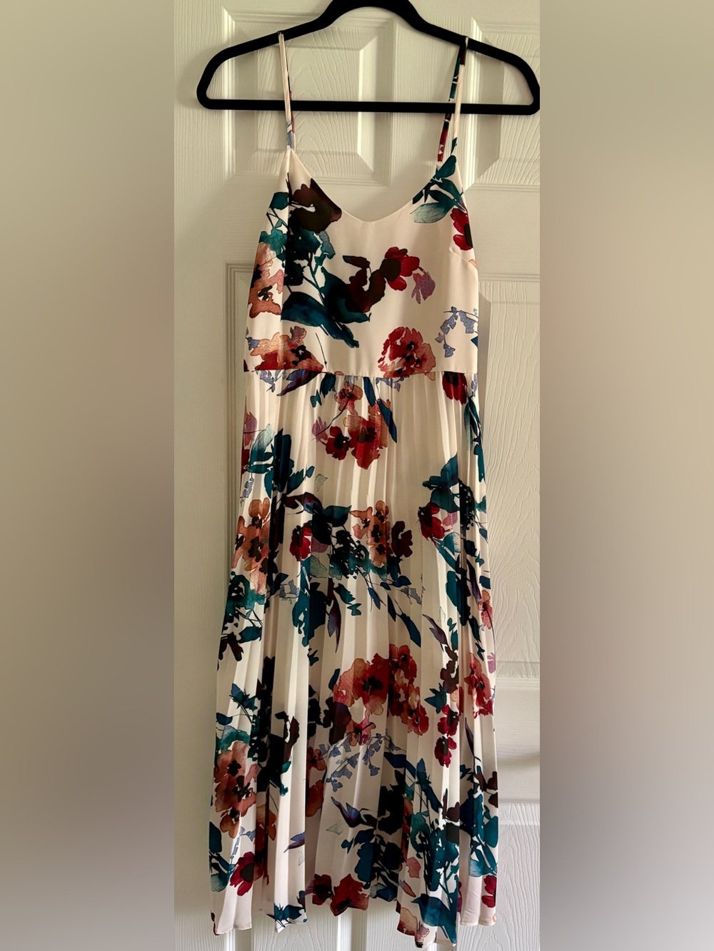 a new day Cream Floral Maxi Dress with Teal and Burgundy Accents